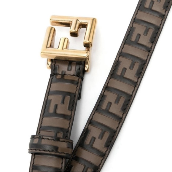 FENDI FF logo embossed leather belt size 85 - Picture 3 of 4
